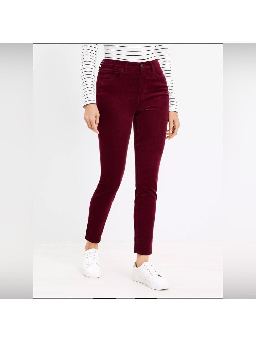 LOFT Skinny Corduroy Pants Burgundy Merlot Size 28